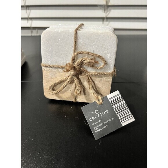 Very Unique Stone and Wood Square Coasters Set of 5 - Picture 1 of 7